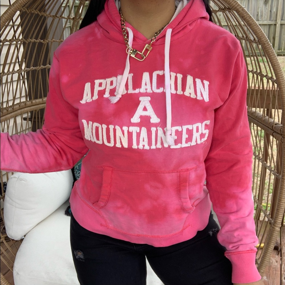 Appalachian Mountaineers Custom Bleach Splatter Hoodie Size Large Upcycled